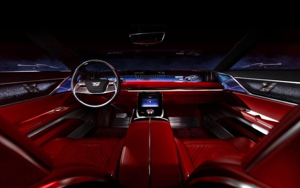 Cadillac Celestiq show car concept front seats and dashboard