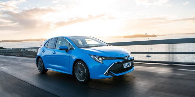 Toyota Corolla ZR Hybrid driving across Harbour Bridge in Auckland