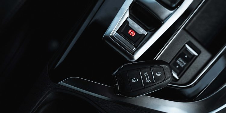 Car key fob on centre console