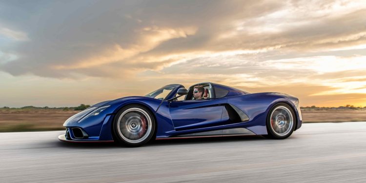 Hennessey Venom F5 Roadster side view driving