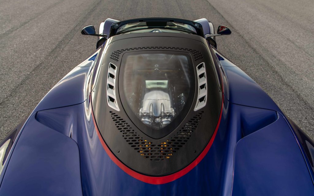 Hennessey Venom F5 Roadster engine cover window view