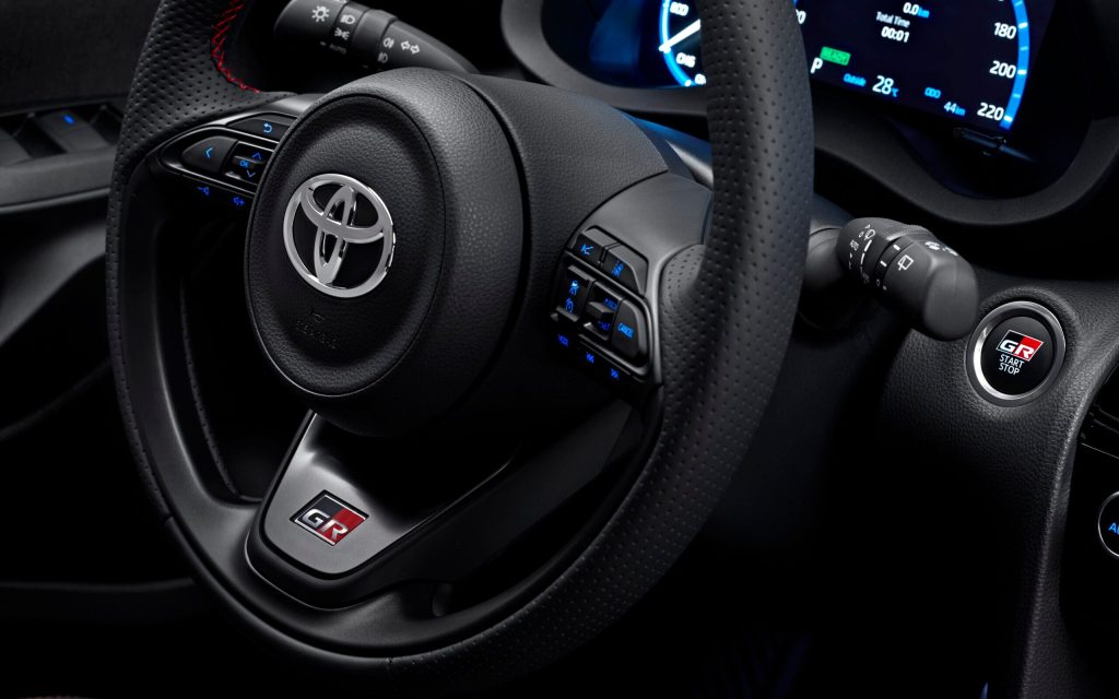 Toyota Yaris Cross GR Sport steering wheel close up view