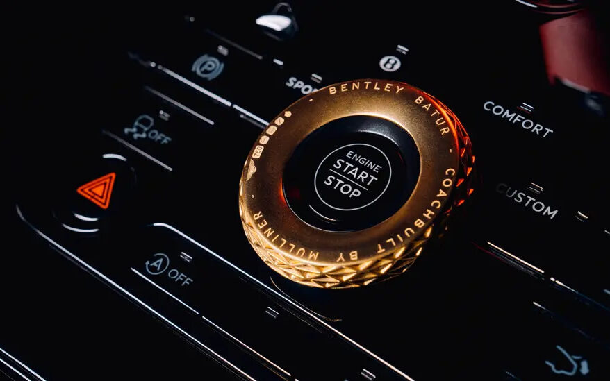 Bentley Mulliner Batur start button in 18 karat gold