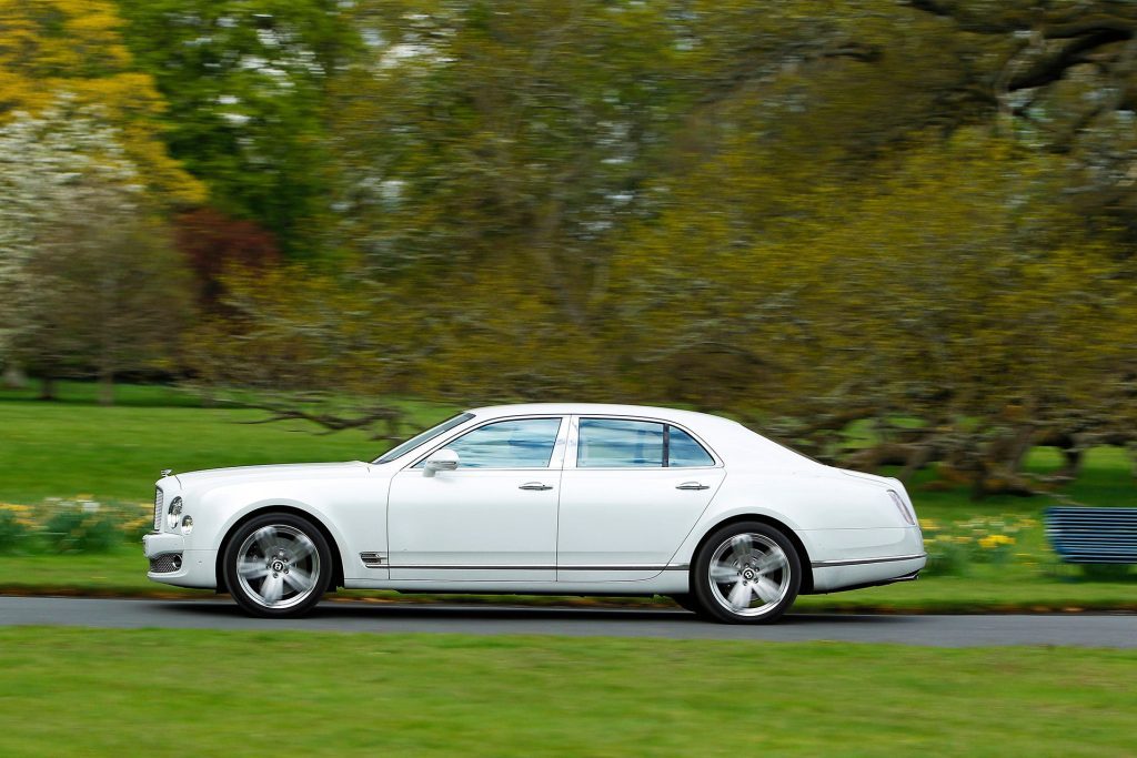 2010 Bentley Mulsanne driving past trees