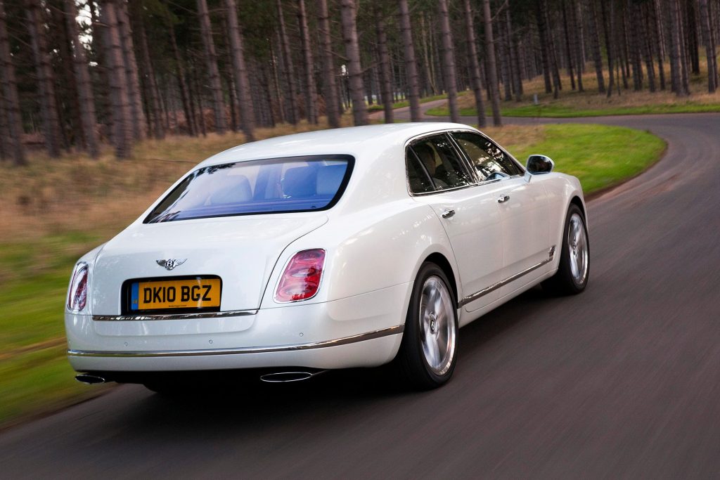 2010 Bentley Mulsanne driving through trees