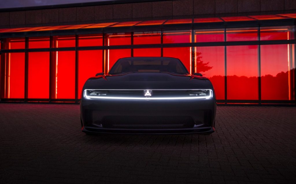 Dodge Charger Daytona SRT Concept EV front view at night