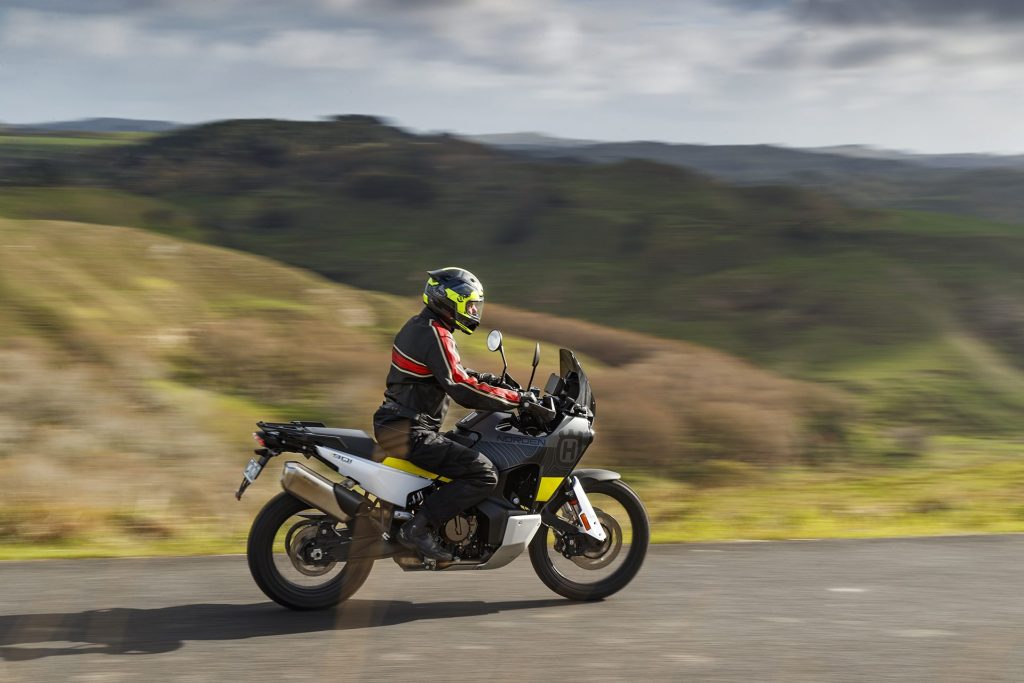 2022 Husqvarna Norden 901 riding past hills