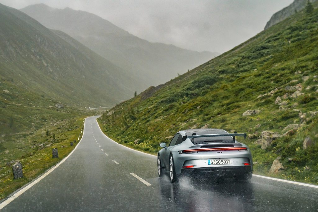 2022 Porsche 911 GT3 Austrian road trip driving in rain