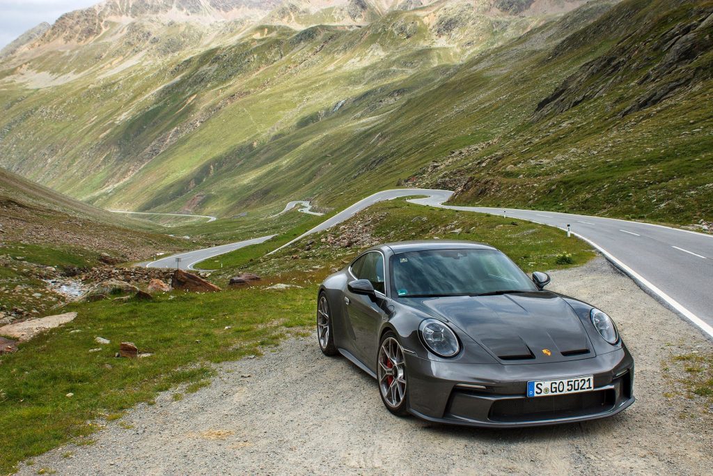 2022 Porsche 911 GT3 Austrian road trip with windy road in background