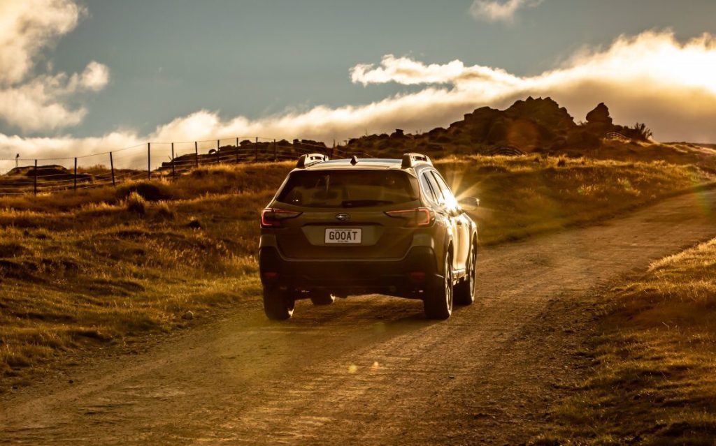 Subaru Outback 2.4 Turbo driving rear view