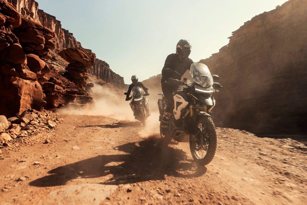 Triumph Tiger 1200 riding through desert