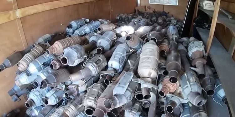 Stolen catalytic converters in shed
