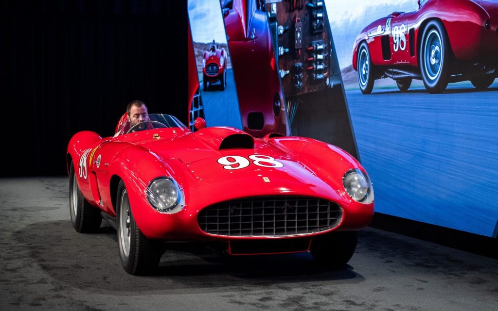 Ferrari 410 Sport Spider at RM Sotheby's auction during Monterey Car Week front view