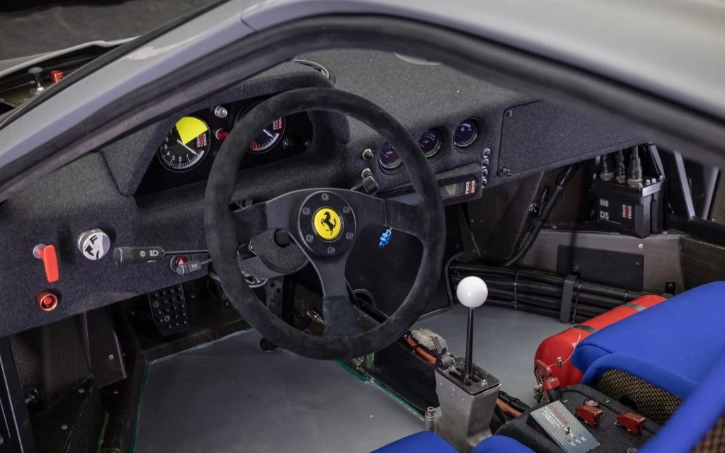 One-off Ferrari F40 Competizione interior view of steering wheel
