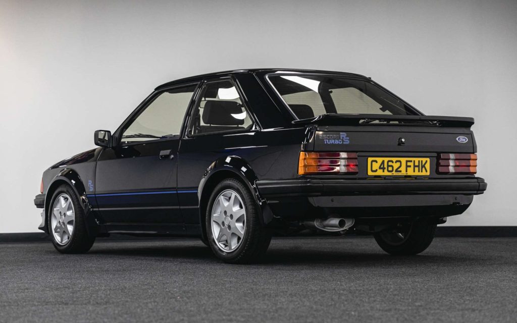 Princess Diana's Ford Escort RS Turbo Series 1 rear three quarter view