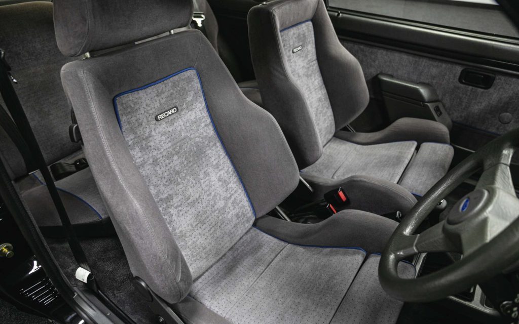 Princess Diana's Ford Escort RS Turbo Series 1 front seats