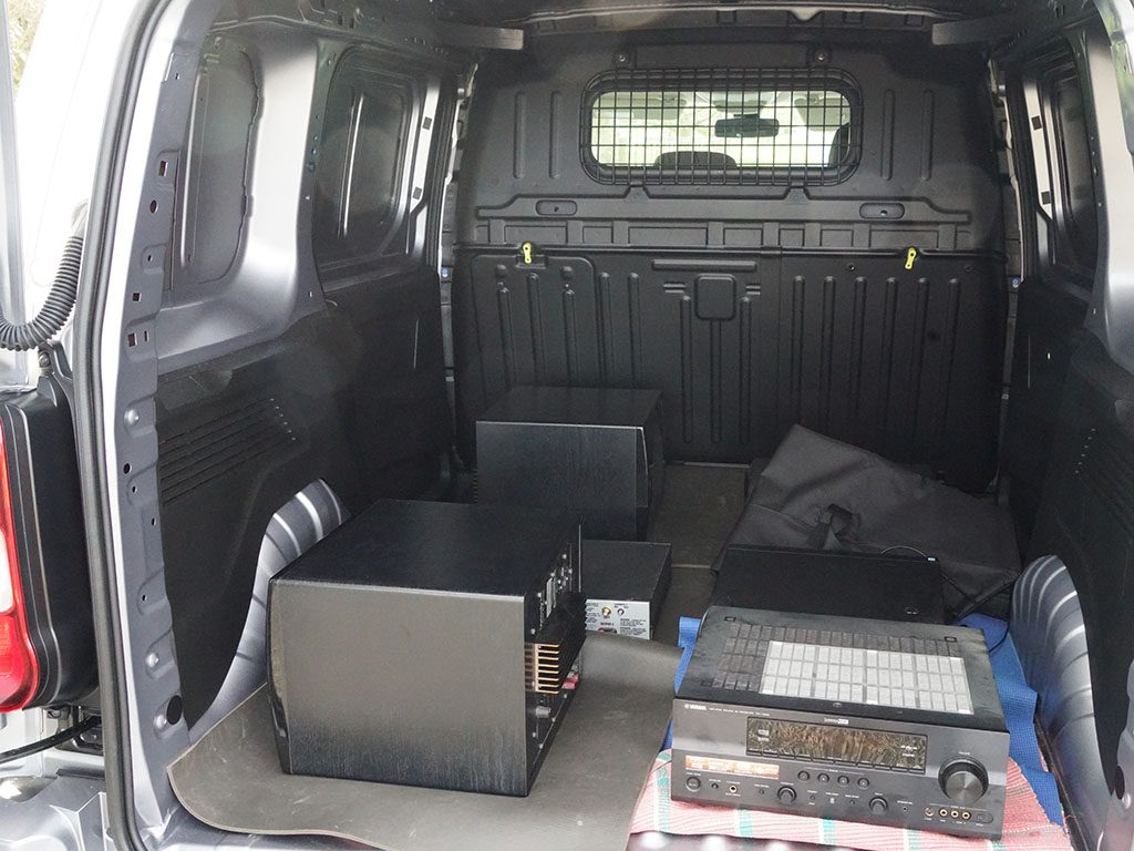 2022 Peugeot Partner SWB load space filled with antiquated stereo gear