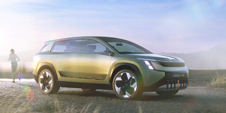 Skoda Vision 7S concept front three quarter view