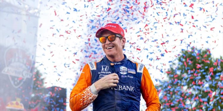 Scott Dixon on podium at Music City Grand Prix race in Nashville