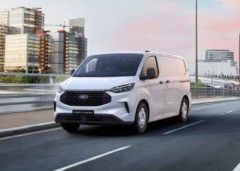 Ford Transit Custom front three quarter view on road