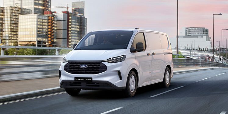 Ford Transit Custom front three quarter view on road