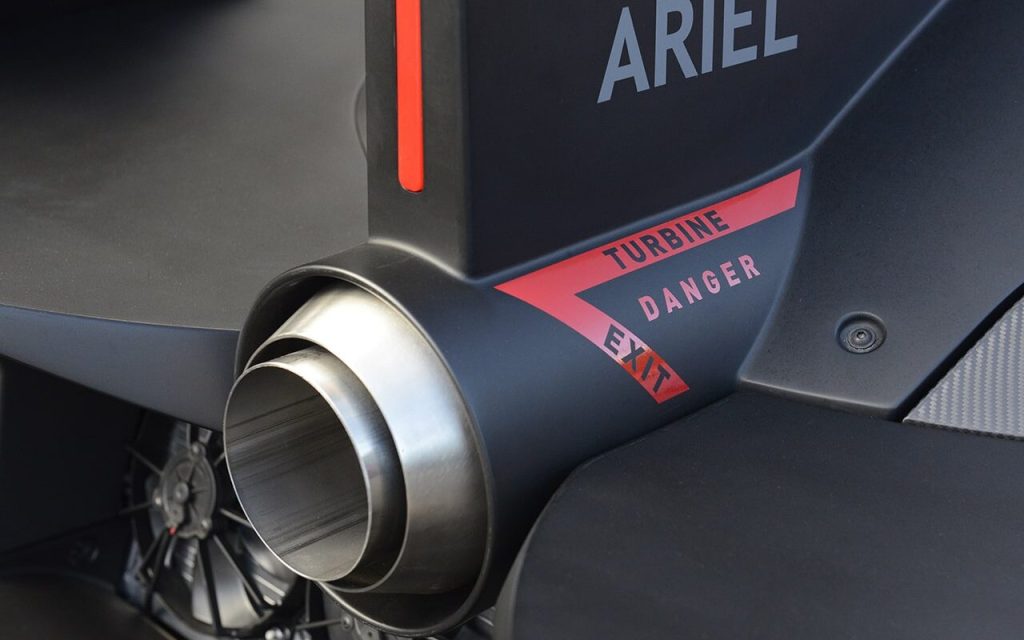 Ariel Hipercar gas turbine exhaust exit close up view