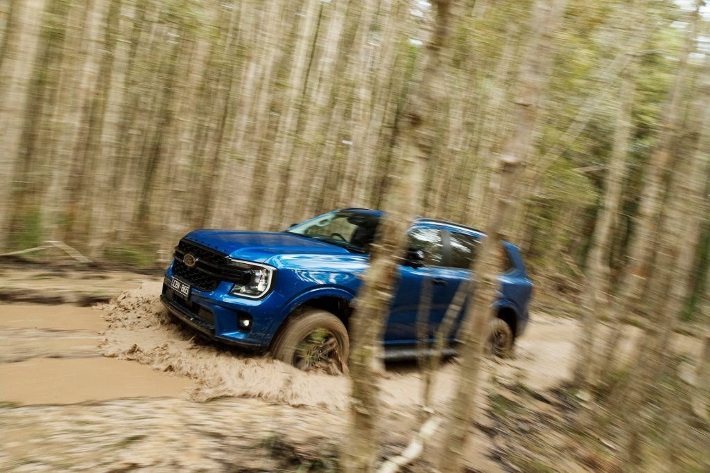 2022 Ford Everest splashing through bush