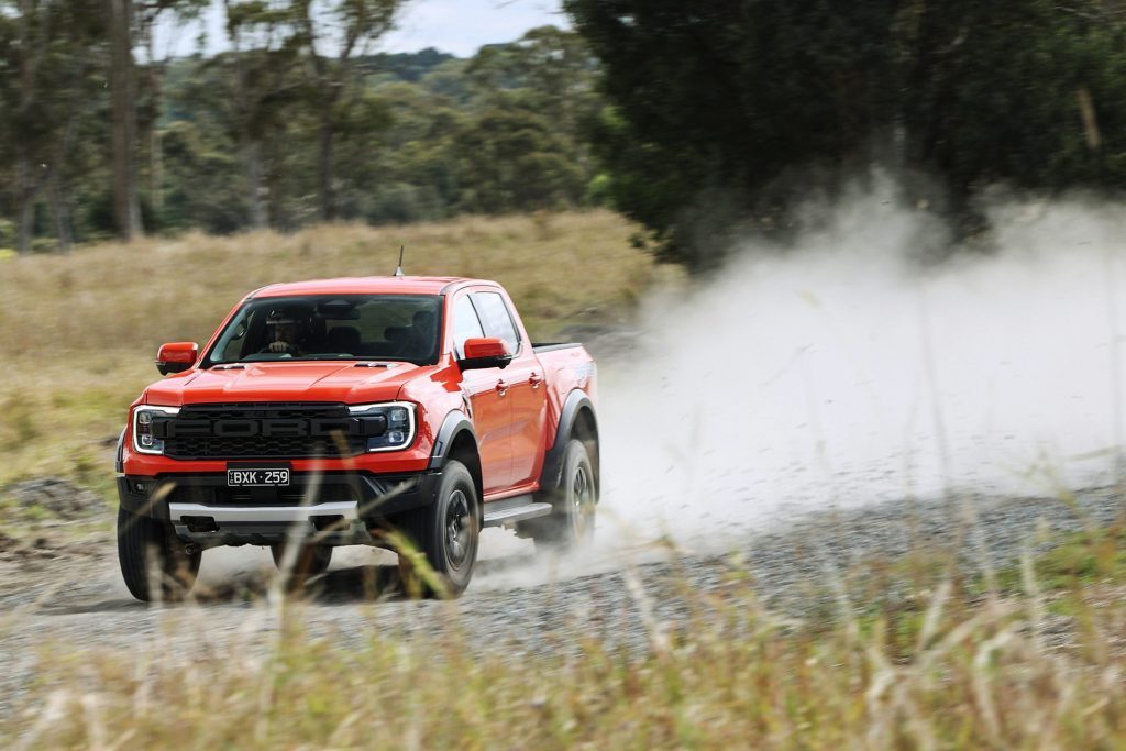 2022 Ford Ranger Raptor on dusty road