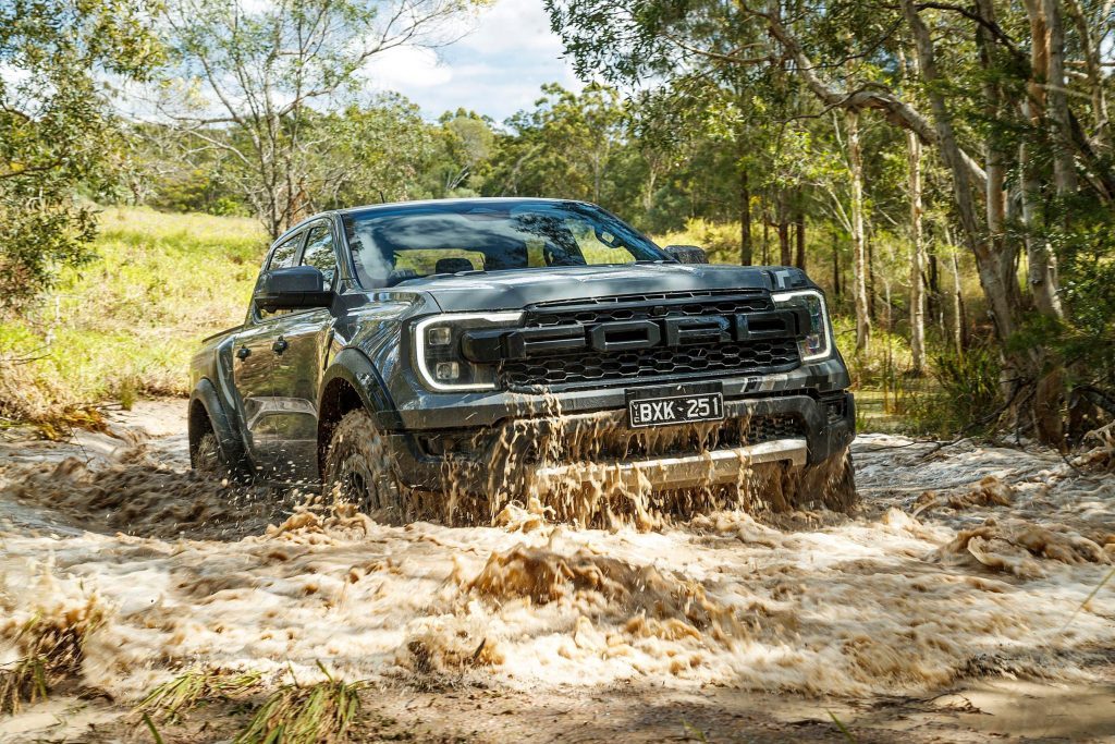 2022 Ford Ranger Raptor going through river