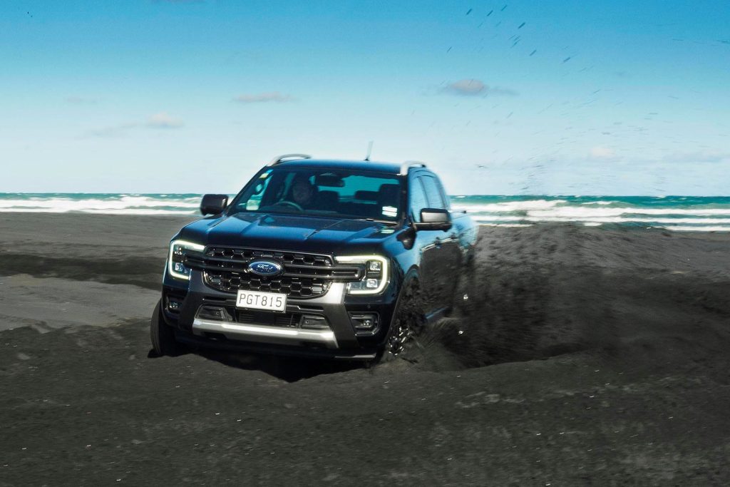 2022 Ford Ranger Wildtrak V6 kicking up sand