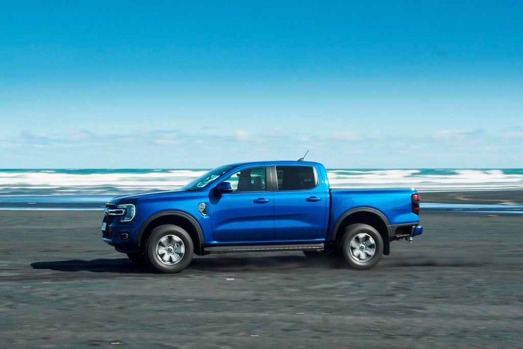 2022 Ford Ranger XLT 4x4 driving on beach