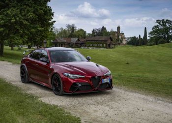 Alfa Romeo Giulia GTAm front three quarter view