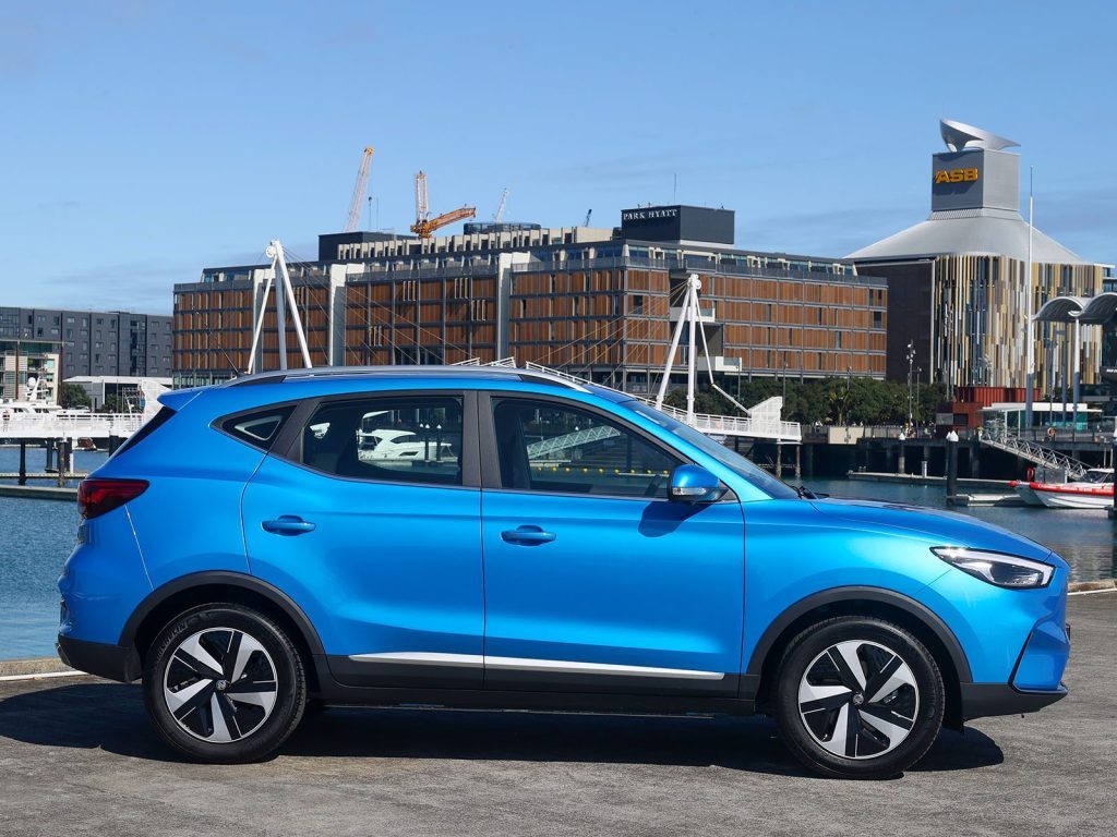 2022 MG ZS EV in front of city