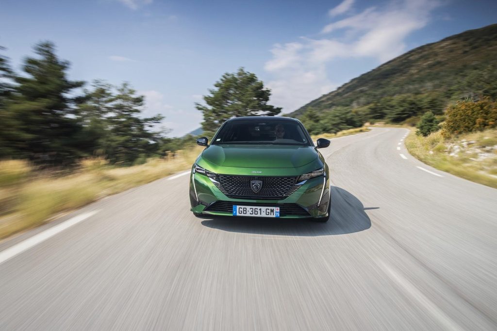 2022 Peugeot 308 driving on curvy road