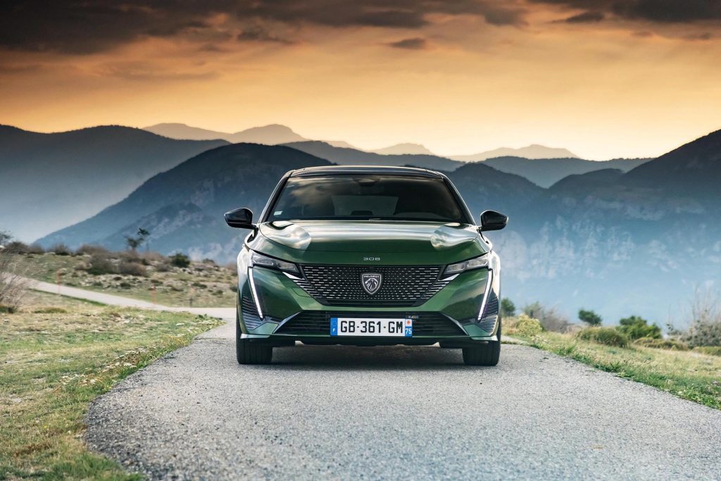 2022 Peugeot 308 parked on mountain top