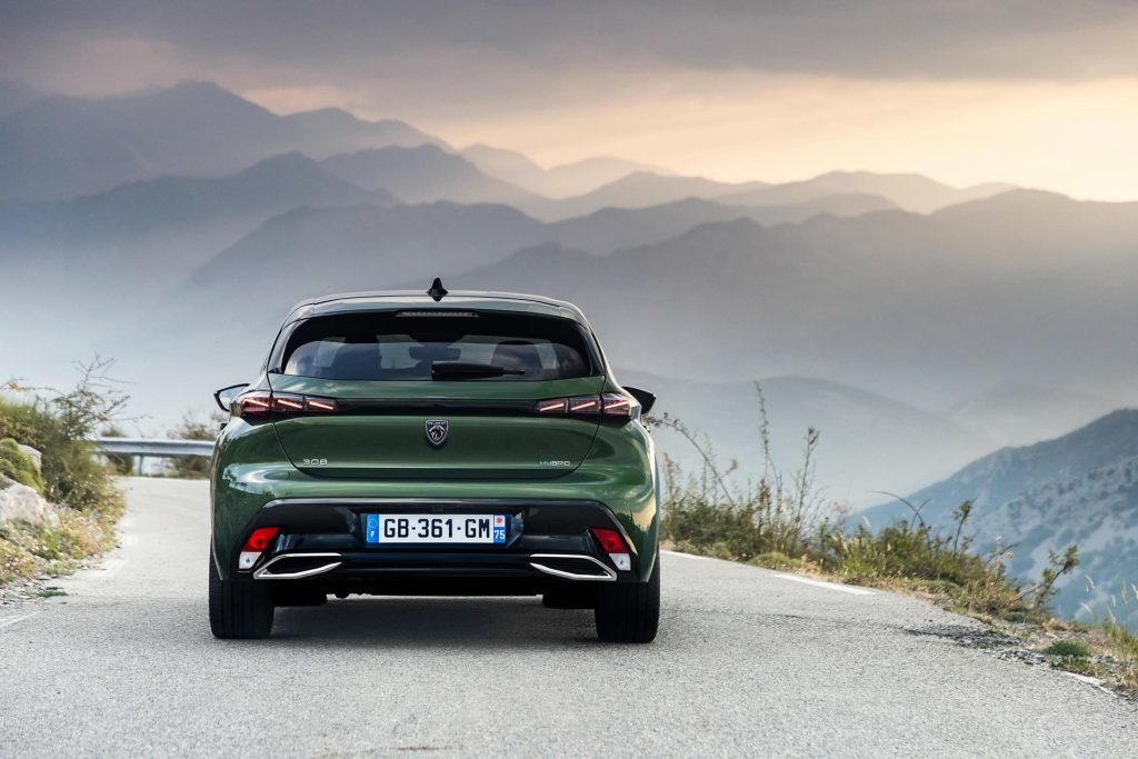 2022 Peugeot 308 rear parked on mountain top