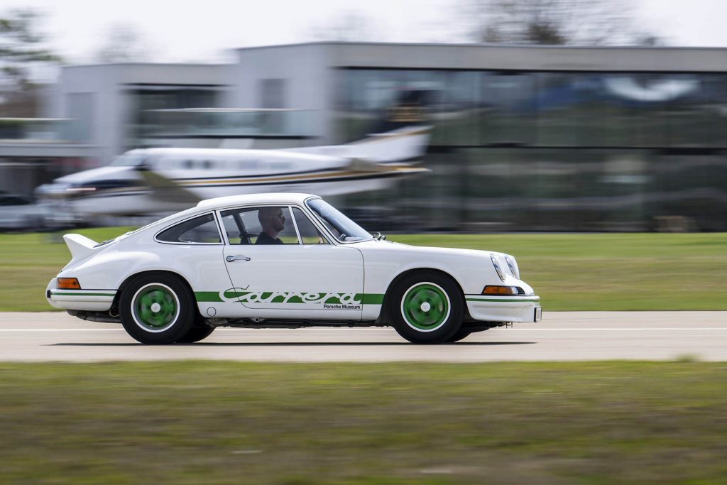 1973 Porsche 911 2.7 Carrera RS driving on runway