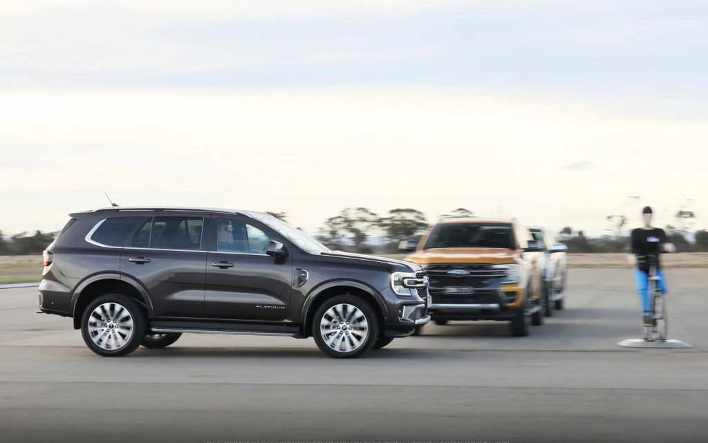 Ford Everest emergency braking test side view