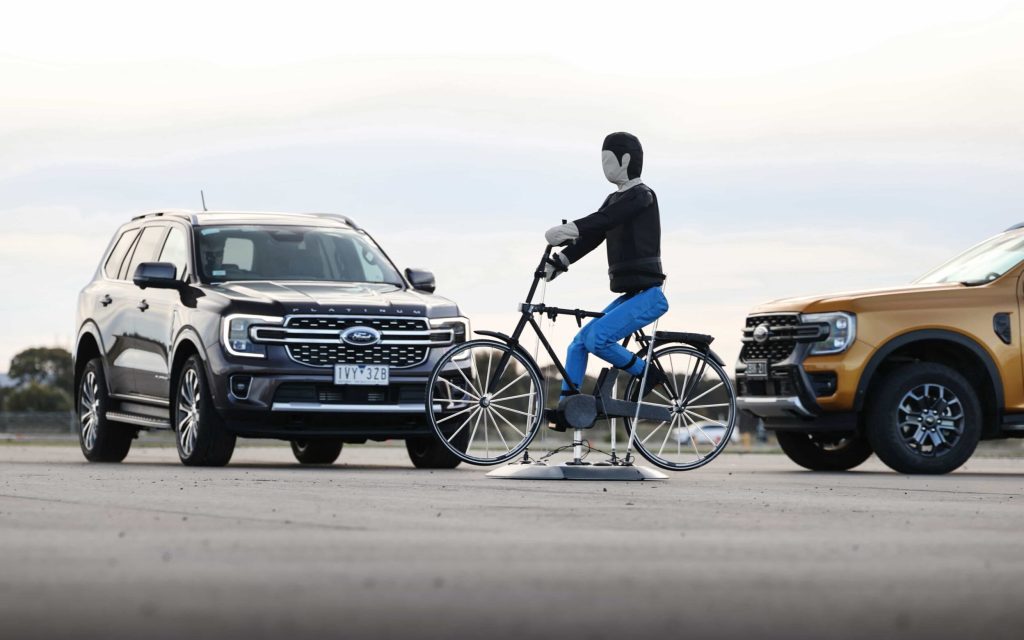 Ford Everest emergency braking test front view