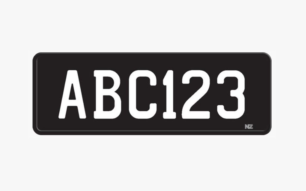 Black New Zealand license plate