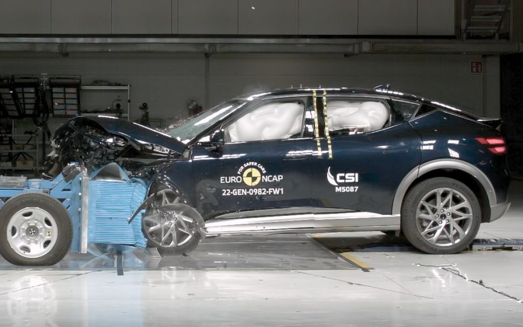 Genesis GV60 side view of ANCAP crash test