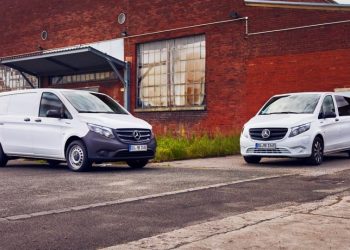 Mercedes-Benz eVito Panel Van and Tourer parked next to each other