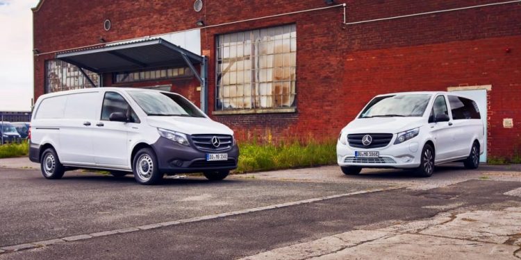 Mercedes-Benz eVito Panel Van and Tourer parked next to each other
