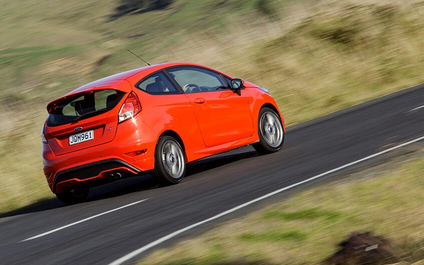 Ford Fiesta ST rear three quarter view driving