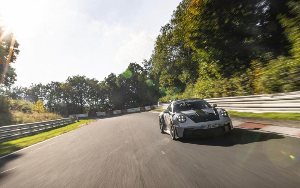 Porsche 911 GT3 RS front view on track
