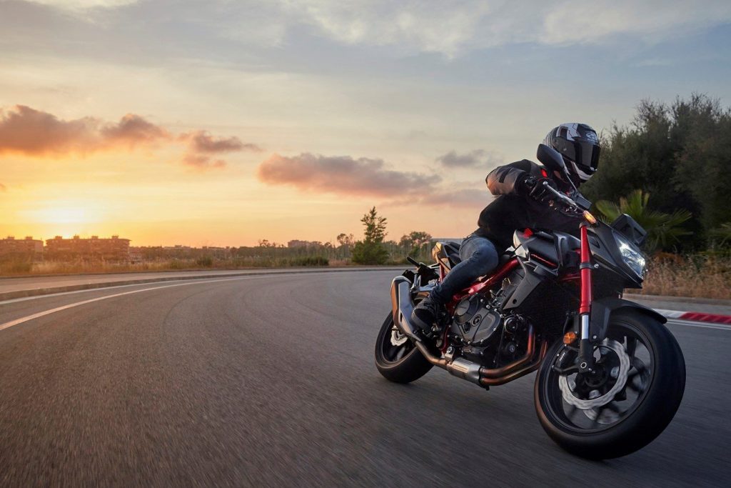 Honda CB750 riding around corner