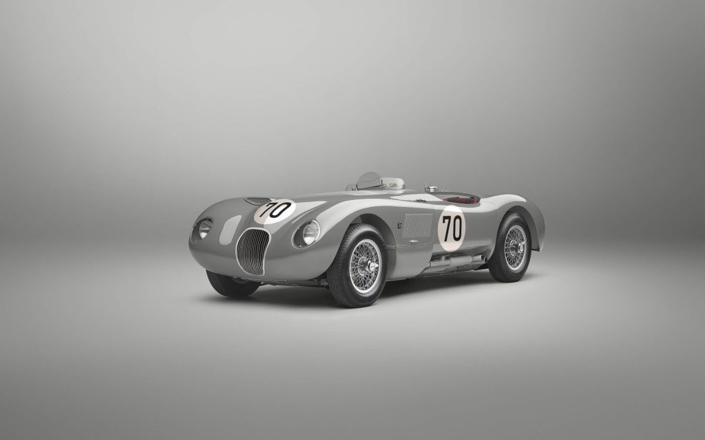 Jaguar C-Type Continuation 70-Edition silver front three quarter view