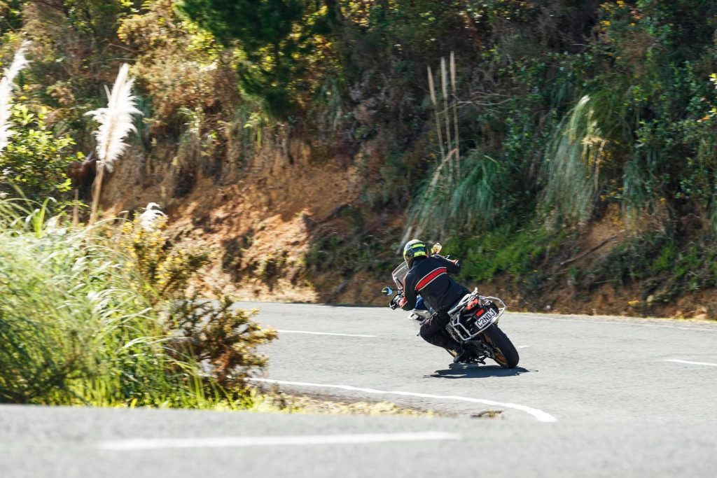 2022 CFMoto 800MT Touring riding round corner
