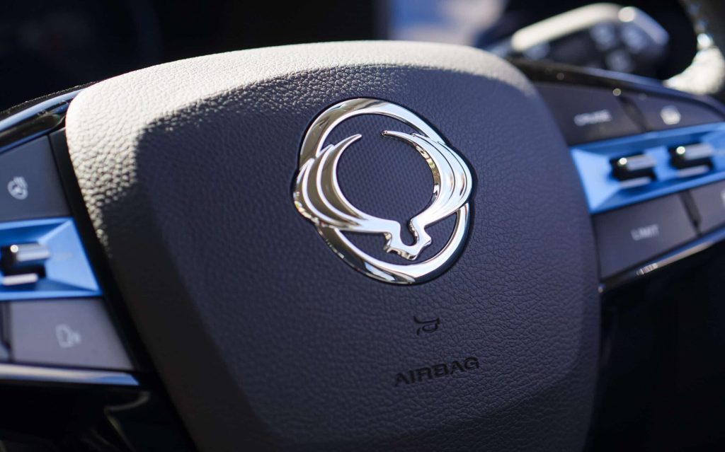 SsangYong Korando e-Motion steering wheel close up view