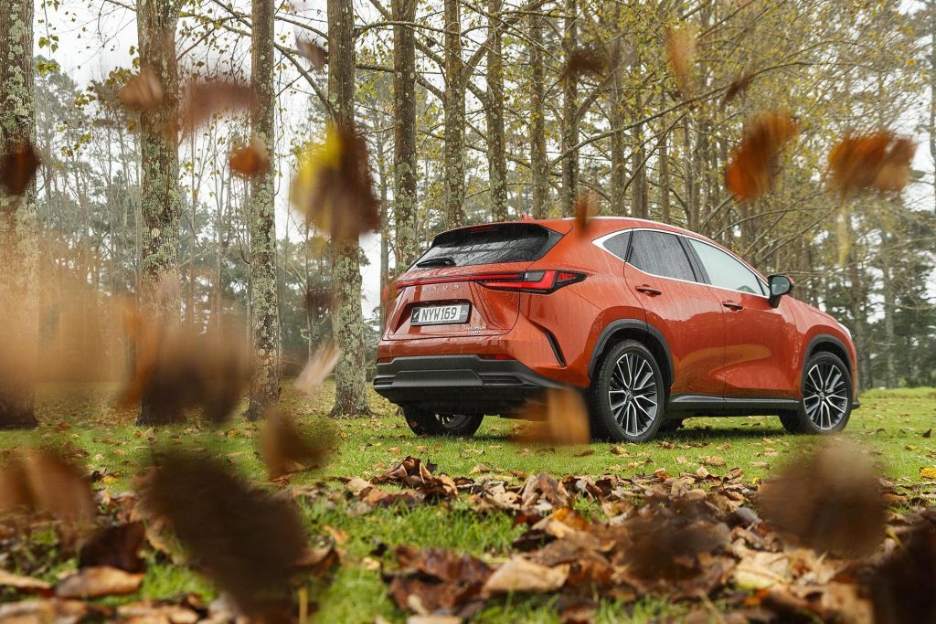 Lexus NX 350h with falling leaves